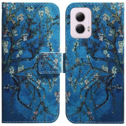 For Motorola Moto G Power 5G 2024 Coloured Drawing Flip Leather Phone Case(Apricot) by buy2fix