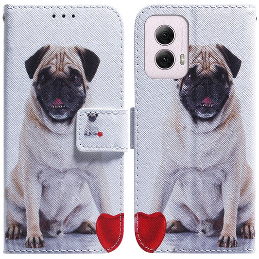 For Motorola Moto G Power 5G 2024 Coloured Drawing Flip Leather Phone Case(Pug) by buy2fix