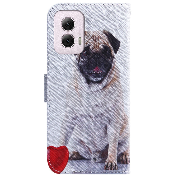 For Motorola Moto G Power 5G 2024 Coloured Drawing Flip Leather Phone Case(Pug) by buy2fix