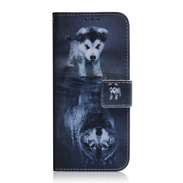 For Motorola Moto G Power 5G 2024 Coloured Drawing Flip Leather Phone Case(Wolf and Dog) by buy2fix