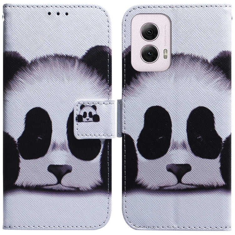 For Motorola Moto G Power 5G 2024 Coloured Drawing Flip Leather Phone Case(Panda) by buy2fix
