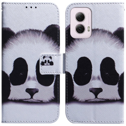 For Motorola Moto G Power 5G 2024 Coloured Drawing Flip Leather Phone Case(Panda) by buy2fix