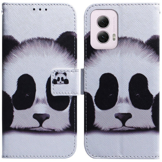 For Motorola Moto G Power 5G 2024 Coloured Drawing Flip Leather Phone Case(Panda) by buy2fix