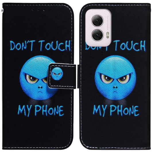 For Motorola Moto G Power 5G 2024 Coloured Drawing Flip Leather Phone Case(Anger) by buy2fix