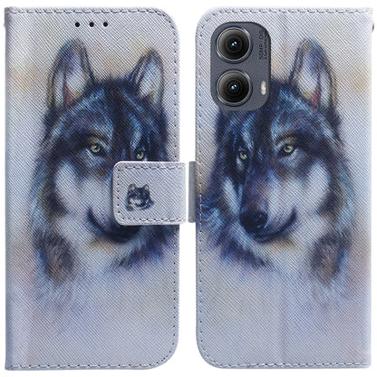 For Motorola Edge 2024 Coloured Drawing Flip Leather Phone Case(White Wolf) by buy2fix