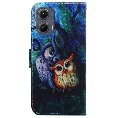 For Motorola Edge 2024 Coloured Drawing Flip Leather Phone Case(Oil Painting Owl) by buy2fix
