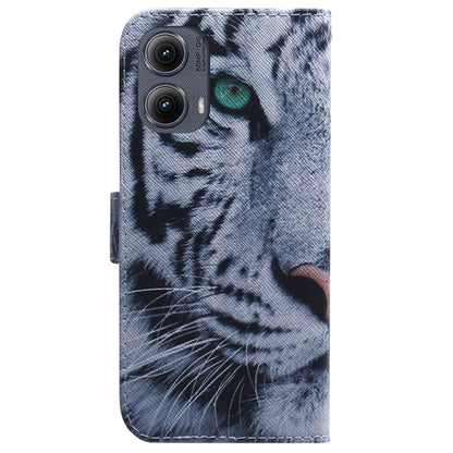 For Motorola Edge 2024 Coloured Drawing Flip Leather Phone Case(Tiger) by buy2fix
