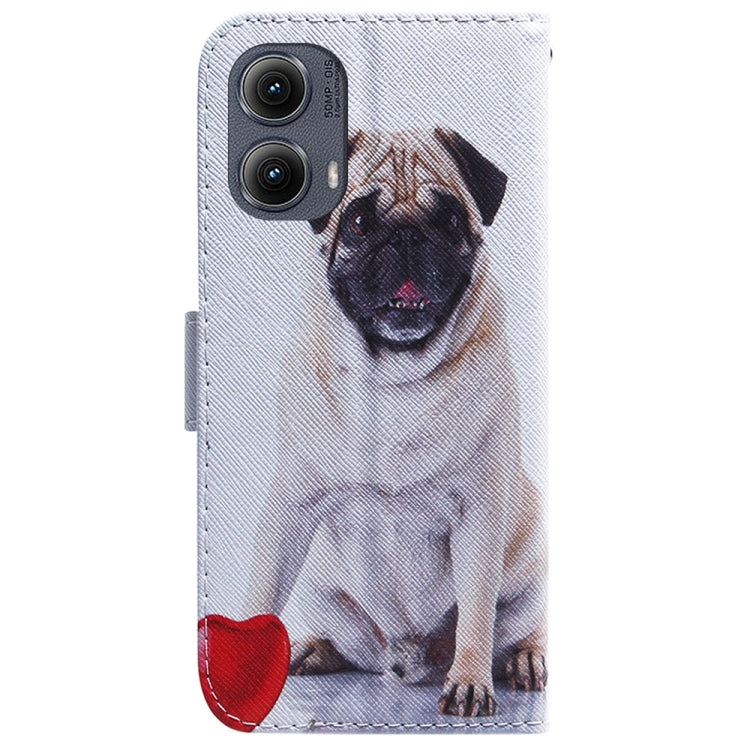 For Motorola Edge 2024 Coloured Drawing Flip Leather Phone Case(Pug) by buy2fix