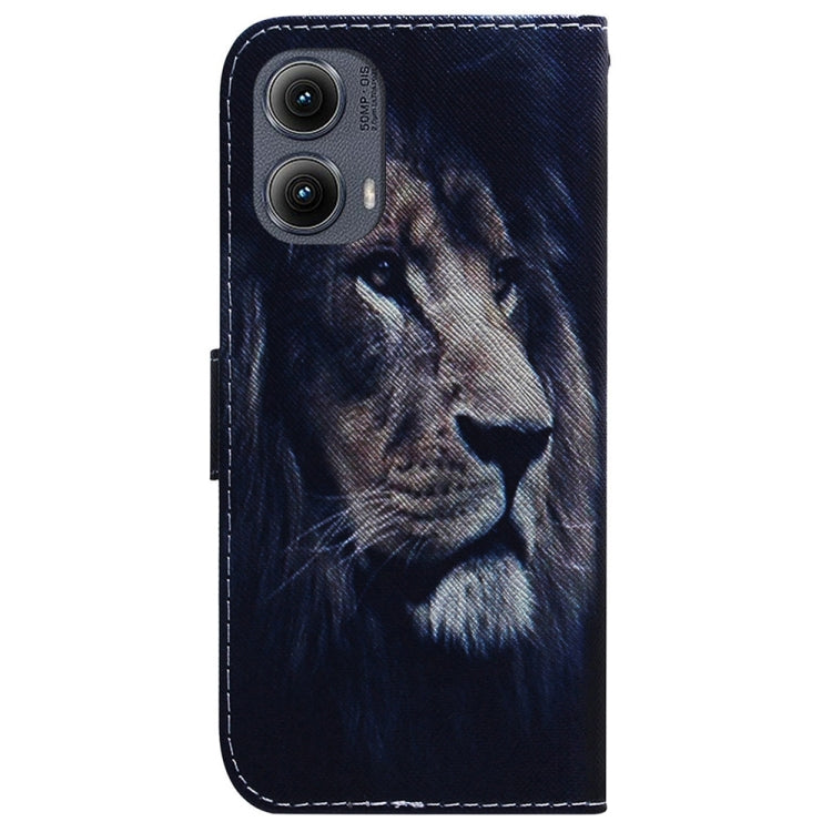 For Motorola Edge 2024 Coloured Drawing Flip Leather Phone Case(Lion) by buy2fix