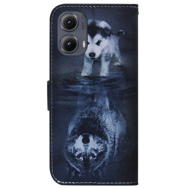 For Motorola Edge 2024 Coloured Drawing Flip Leather Phone Case(Wolf and Dog) by buy2fix