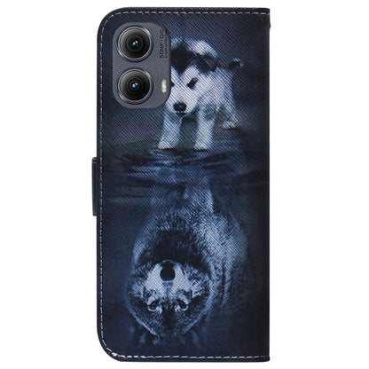 For Motorola Edge 2024 Coloured Drawing Flip Leather Phone Case(Wolf and Dog) by buy2fix