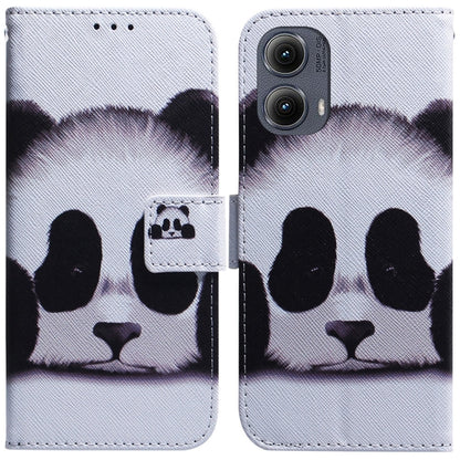For Motorola Edge 2024 Coloured Drawing Flip Leather Phone Case(Panda) by buy2fix