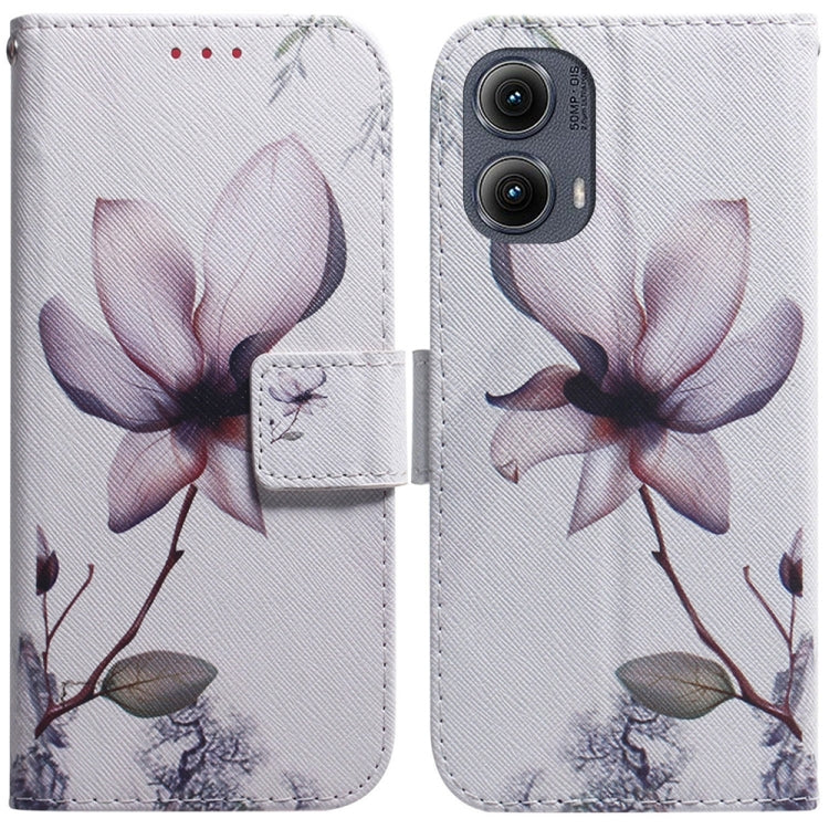 For Motorola Edge 2024 Coloured Drawing Flip Leather Phone Case(Magnolia) by buy2fix