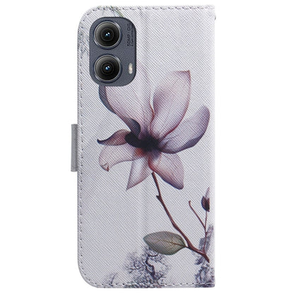 For Motorola Edge 2024 Coloured Drawing Flip Leather Phone Case(Magnolia) by buy2fix