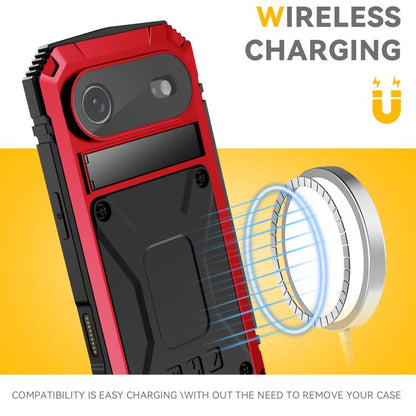 For iPhone Air R-JUST Metal + Silicone + Tempered Glass Life Waterproof Phone Case with Holder(Red) - iPhone Air Cases by R-JUST | Online Shopping UK | buy2fix