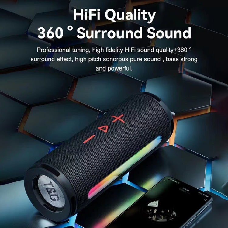 T&G TG374 Portable 3D Stereo Bluetooth Speaker Subwoofer Support FM / TF Card / RGB Light(Black) - Desktop Speaker by T&G | Online Shopping UK | buy2fix