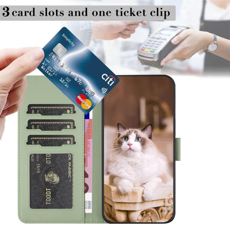 For iPhone 16e Cartoon Cats Leather Phone Case(Green) - iPhone 16e Cases by buy2fix | Online Shopping UK | buy2fix