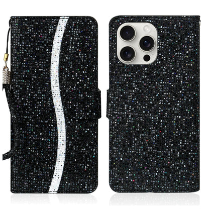 For iPhone 16 Pro Max Glitter Powder Filp Leather Phone Case(Black) by buy2fix