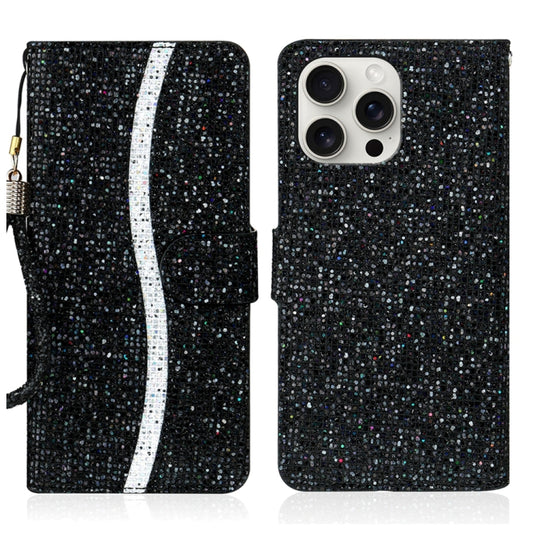 For iPhone 16 Pro Max Glitter Powder Filp Leather Phone Case(Black) by buy2fix