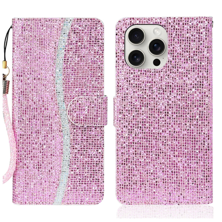 For iPhone 16 Pro Max Glitter Powder Filp Leather Phone Case(Pink) by buy2fix