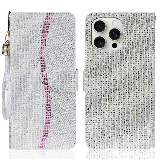 For iPhone 16 Pro Max Glitter Powder Filp Leather Phone Case(Silver) by buy2fix