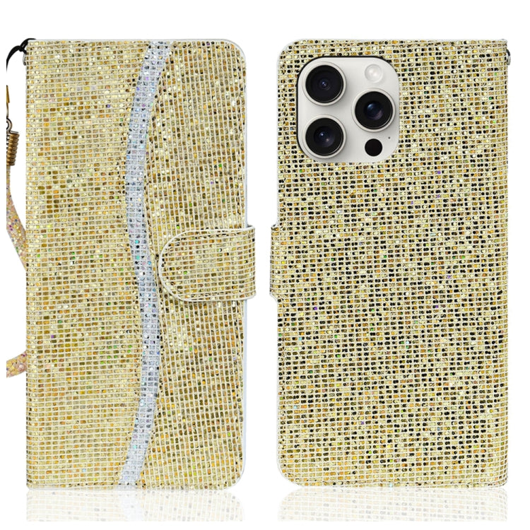For iPhone 16 Pro Max Glitter Powder Filp Leather Phone Case(Gold) by buy2fix
