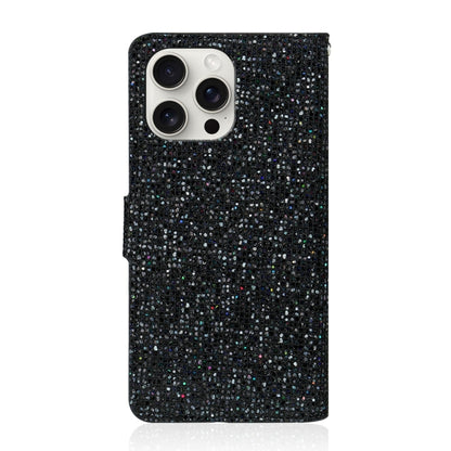 For iPhone 16 Pro Glitter Powder Filp Leather Phone Case(Black) by buy2fix