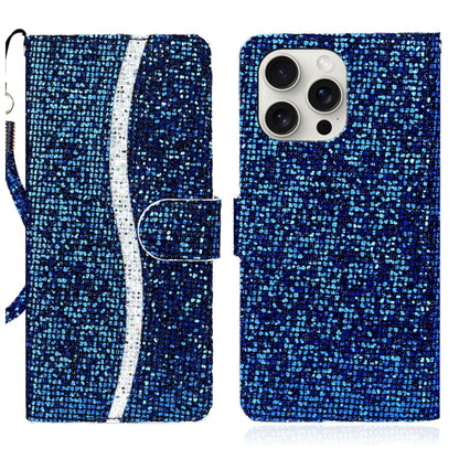 For iPhone 16 Pro Glitter Powder Filp Leather Phone Case(Blue) by buy2fix