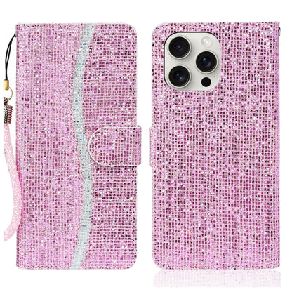 For iPhone 16 Pro Glitter Powder Filp Leather Phone Case(Pink) by buy2fix
