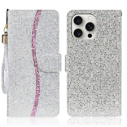 For iPhone 16 Pro Glitter Powder Filp Leather Phone Case(Silver) by buy2fix