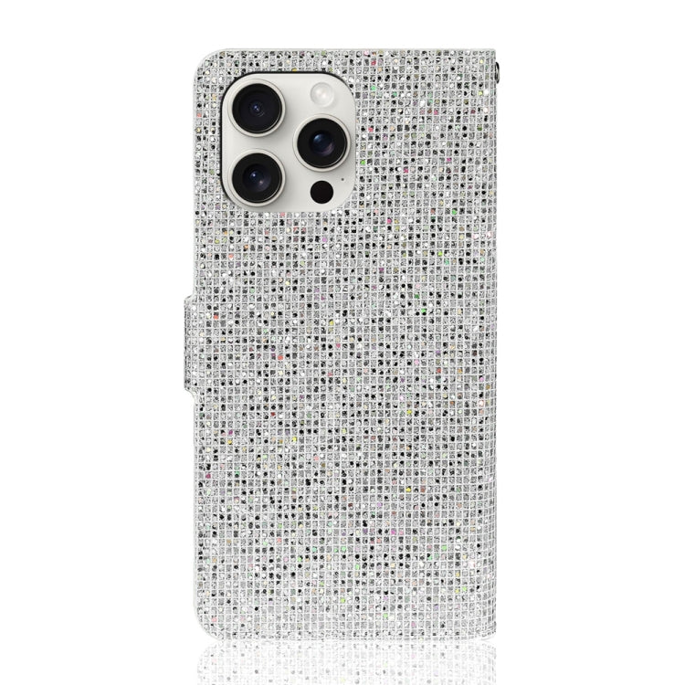 For iPhone 16 Pro Glitter Powder Filp Leather Phone Case(Silver) by buy2fix