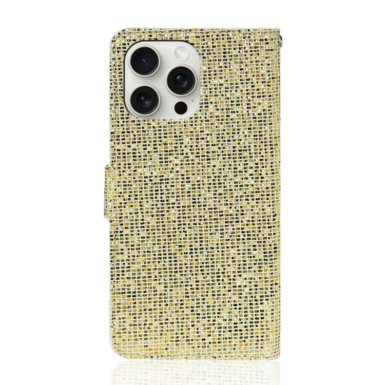 For iPhone 16 Pro Glitter Powder Filp Leather Phone Case(Gold) by buy2fix
