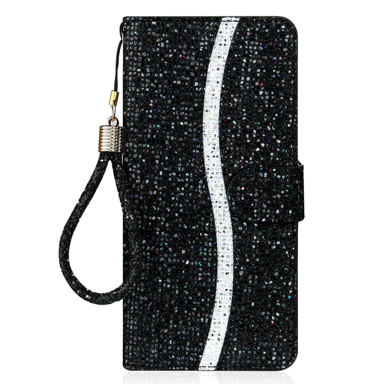 For iPhone 16 Plus Glitter Powder Filp Leather Phone Case(Black) by buy2fix