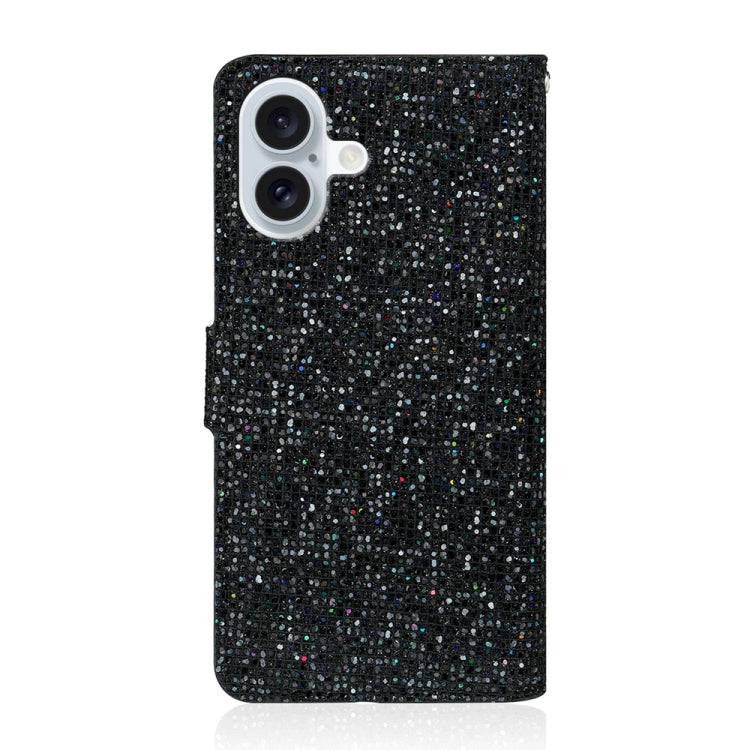 For iPhone 16 Plus Glitter Powder Filp Leather Phone Case(Black) by buy2fix