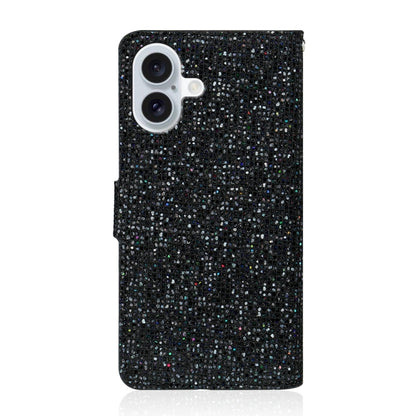 For iPhone 16 Plus Glitter Powder Filp Leather Phone Case(Black) by buy2fix