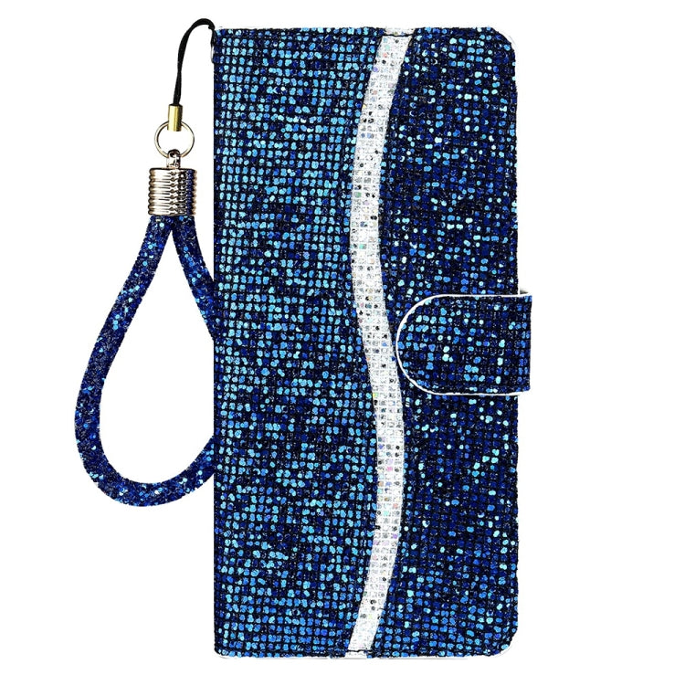 For iPhone 16 Plus Glitter Powder Filp Leather Phone Case(Blue) by buy2fix