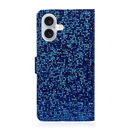 For iPhone 16 Plus Glitter Powder Filp Leather Phone Case(Blue) by buy2fix