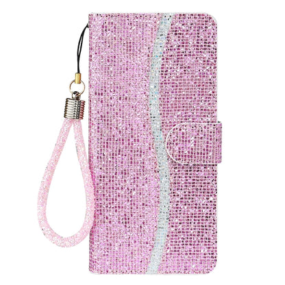 For iPhone 16 Plus Glitter Powder Filp Leather Phone Case(Pink) by buy2fix