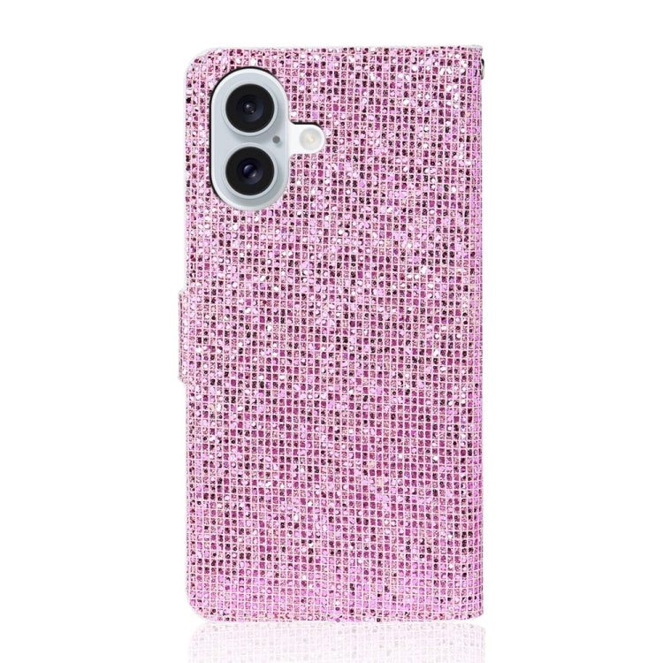 For iPhone 16 Plus Glitter Powder Filp Leather Phone Case(Pink) by buy2fix