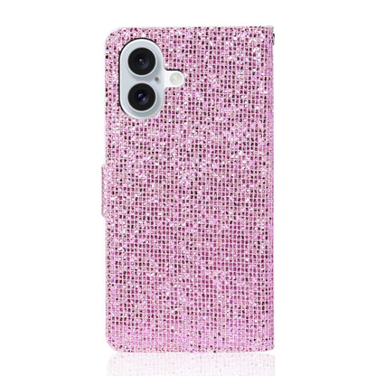 For iPhone 16 Plus Glitter Powder Filp Leather Phone Case(Pink) by buy2fix