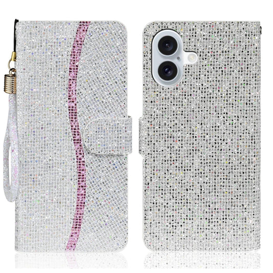 For iPhone 16 Plus Glitter Powder Filp Leather Phone Case(Silver) by buy2fix