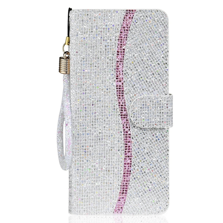 For iPhone 16 Plus Glitter Powder Filp Leather Phone Case(Silver) by buy2fix