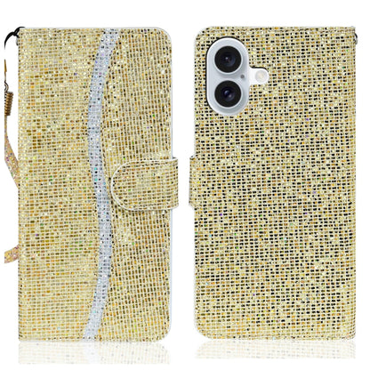 For iPhone 16 Plus Glitter Powder Filp Leather Phone Case(Gold) by buy2fix