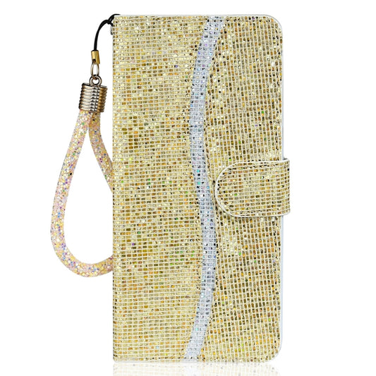 For iPhone 16 Plus Glitter Powder Filp Leather Phone Case(Gold) by buy2fix