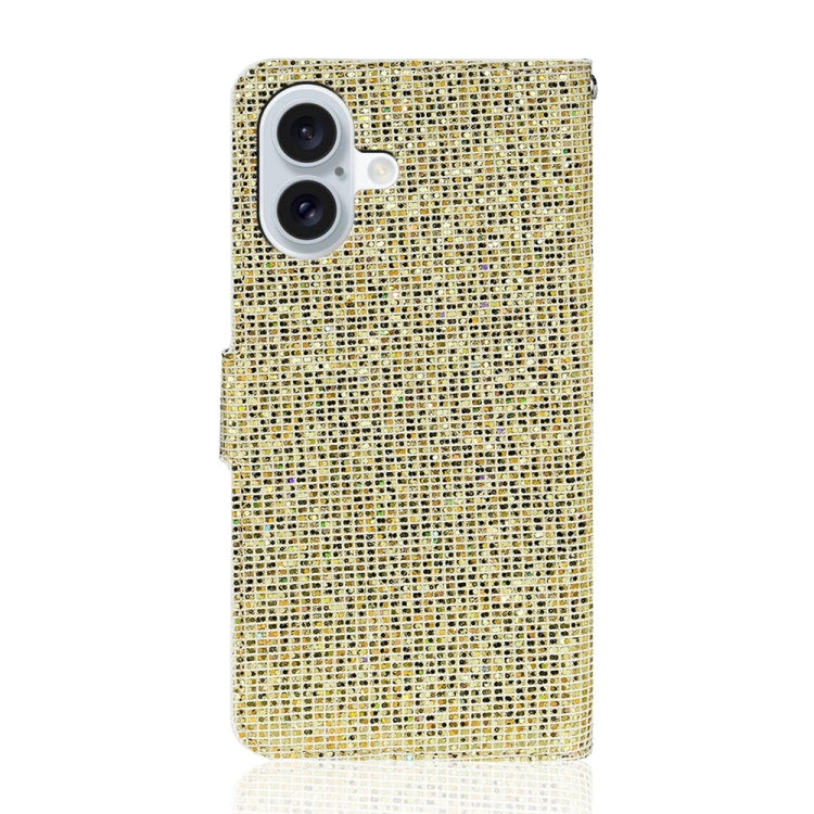 For iPhone 16 Plus Glitter Powder Filp Leather Phone Case(Gold) by buy2fix