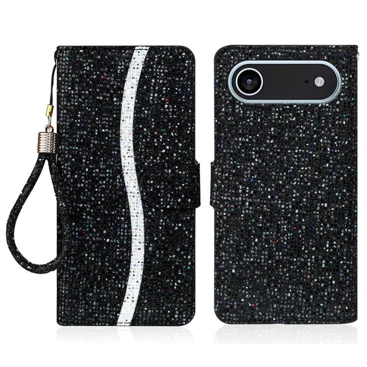 For iPhone Air Glitter Powder Filp Leather Phone Case(Black) - iPhone Air Cases by buy2fix | Online Shopping UK | buy2fix