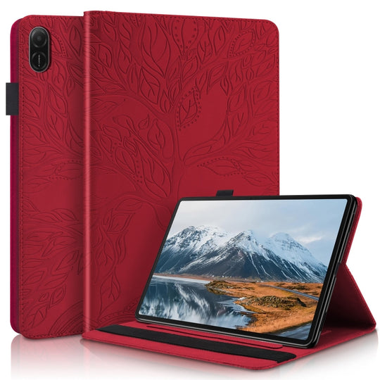 For Honor Pad X8a Life Tree Series Horizontal Flip Leather Tablet Case(Red)