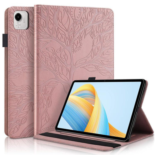 For Honor Pad X9a / X9 Pro Life Tree Series Horizontal Flip Leather Tablet Case(Rose Gold)