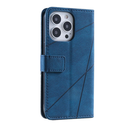 For iPhone 16 Pro Max Skin Feel Splicing Leather Phone Case(Blue) by buy2fix