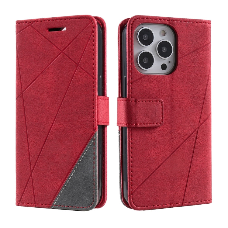 For iPhone 16 Pro Max Skin Feel Splicing Leather Phone Case(Red) by buy2fix
